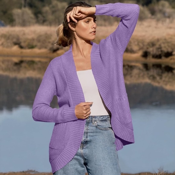 MEROKEETY Long Sleeve Open Front Cardigans Chunky Knit Draped Sweaters Small - Picture 3 of 7